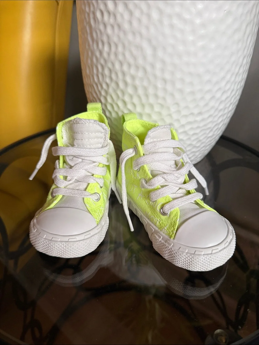 Converse Kids High-Top Sneakers in Neon Lime with White Accents